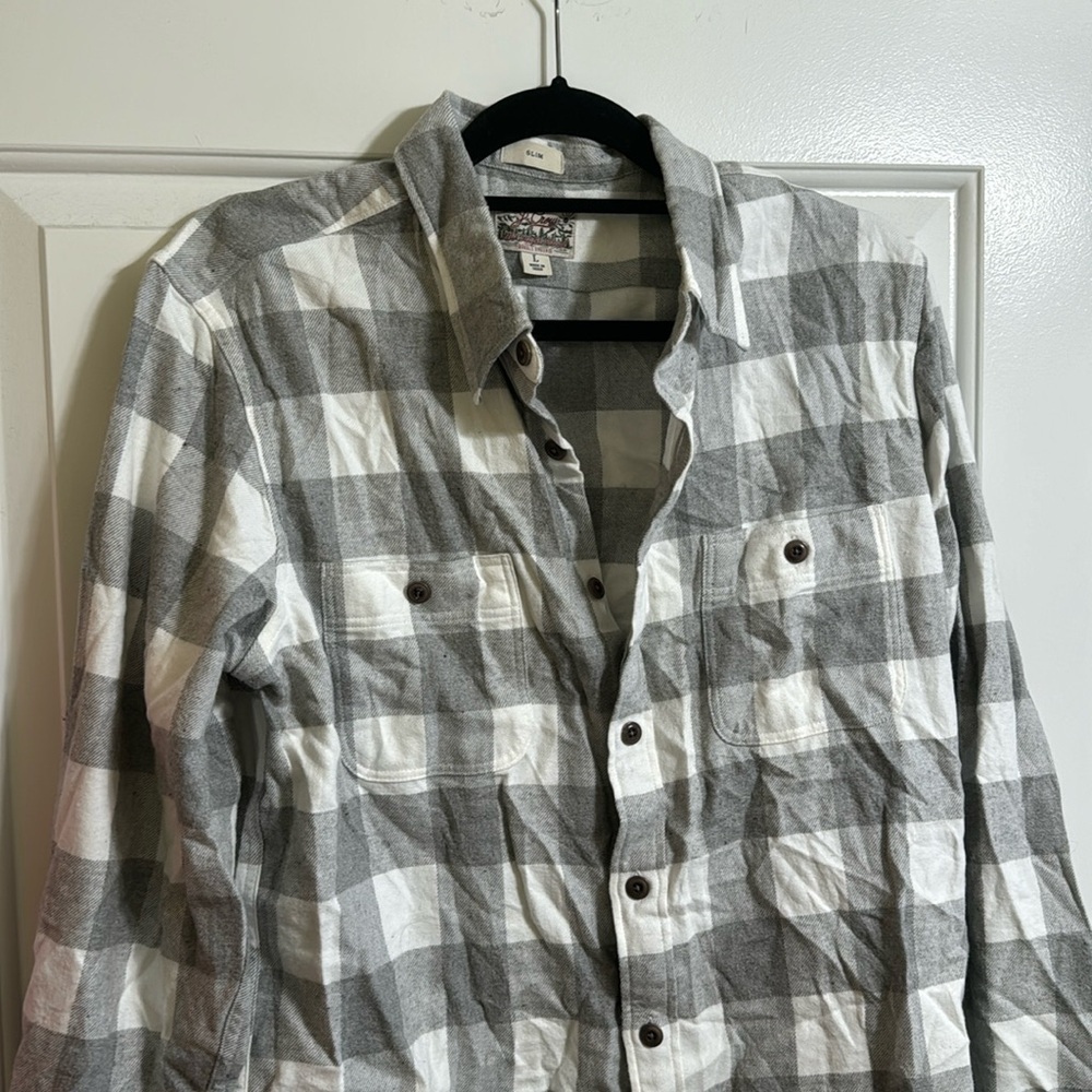 J. Crew White & Gray Flannel